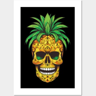 Hawaiian Skull Pineapple Tropical Vacation Graphic Posters and Art